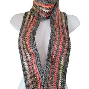 Skinny extra long scarf grey gray multicolor